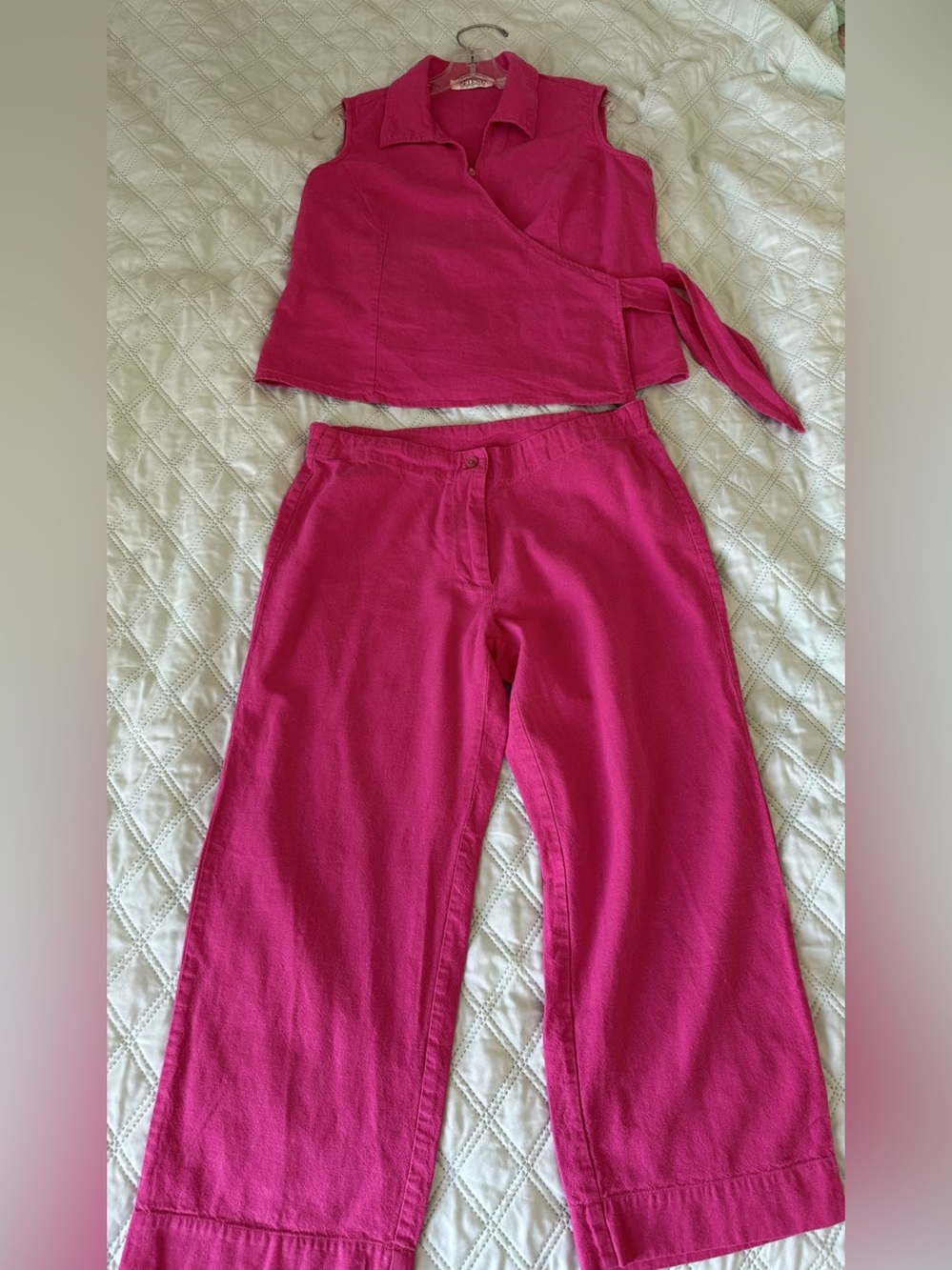 Selene Sport Matching Linen-Rayon Set in Pink Size Medium
